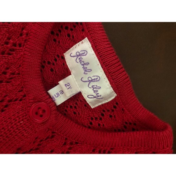 Dainty Eyelet Red sweater with Ruffle Detail ❤️ - Picture 2 of 2